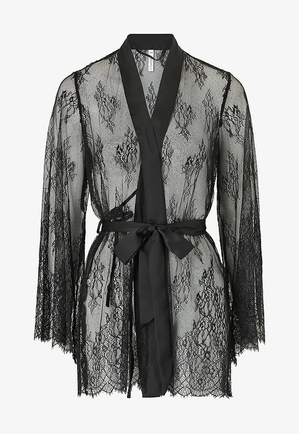 Hunkemöller - Kimono Allover Lace - Svart