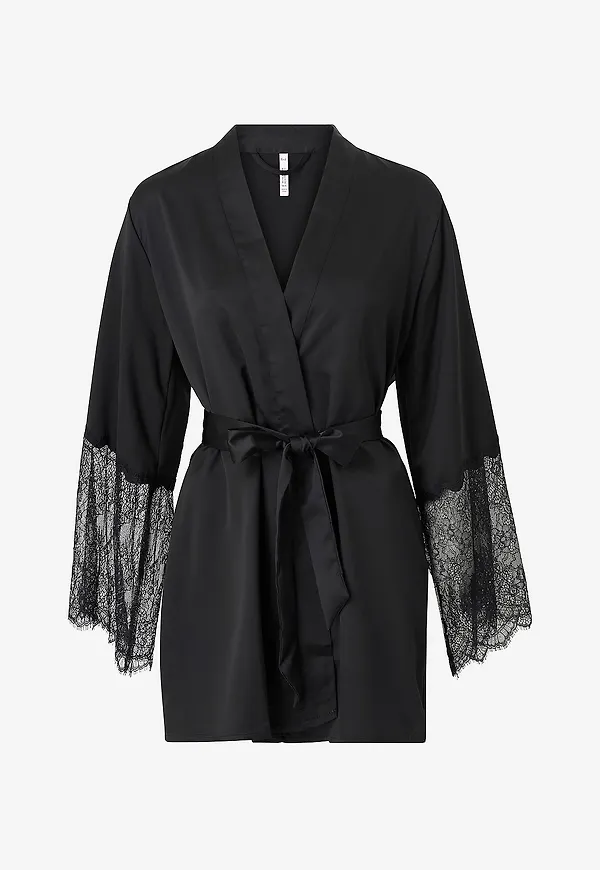 Hunkemöller - Kimono Satin Lace - Svart