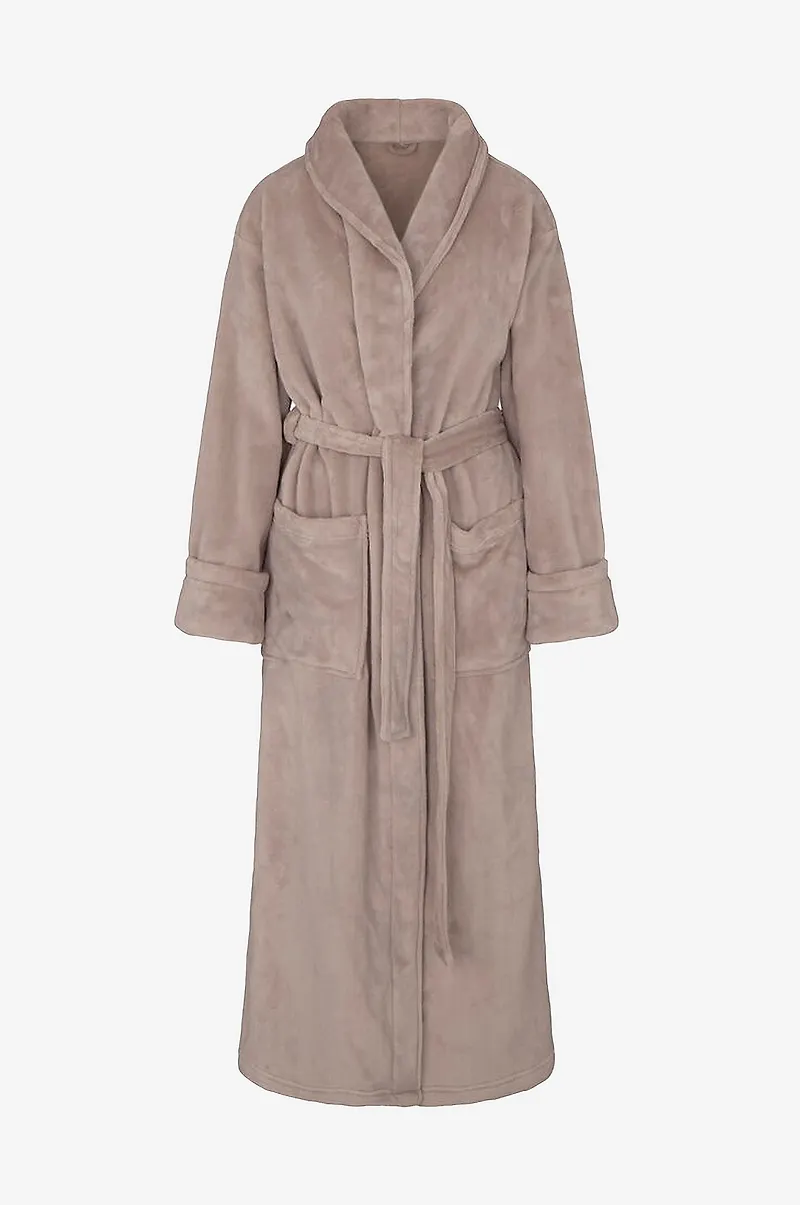 Hunkemöller - Morgonrock Robe Long Soft Fleece - Brun