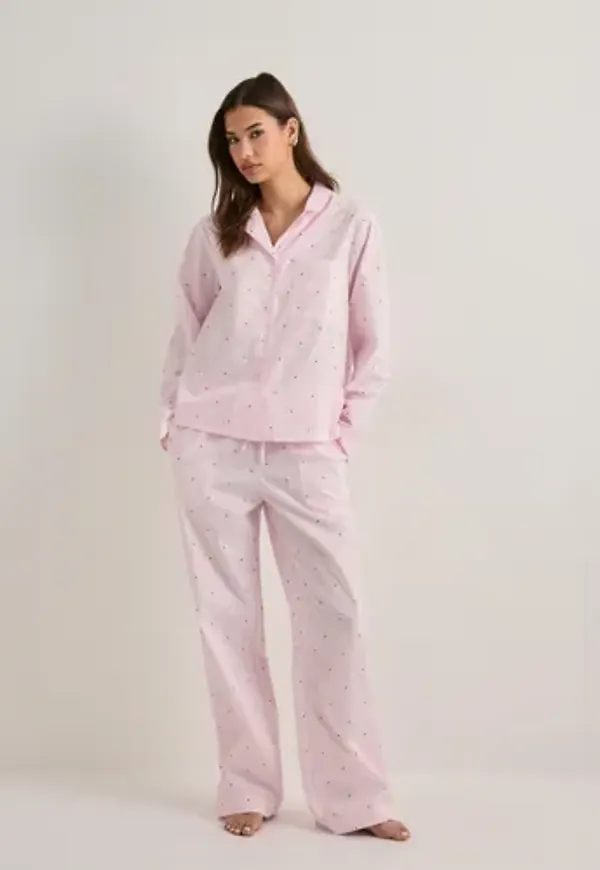Hunkemöller - Rosa - Pj Ls Co Stripe Hearts