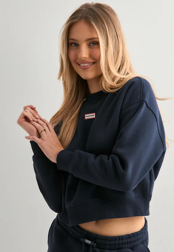 Hunter - Blå - Tina Logo Cropped Crew Fleece