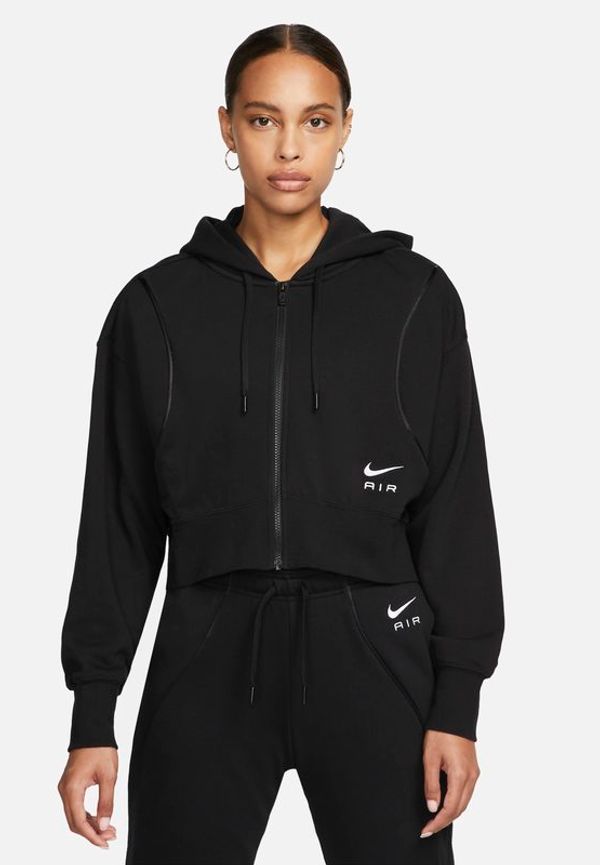 Huvtröja i fleece Nike Air med hel dragkedja för kvinnor - Svart