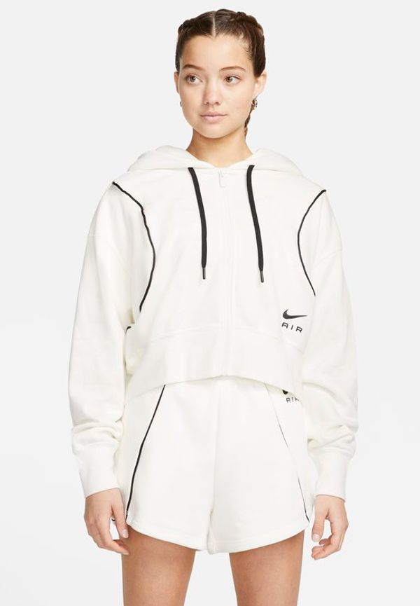 Huvtröja i fleece Nike Air med hel dragkedja för kvinnor - Vit