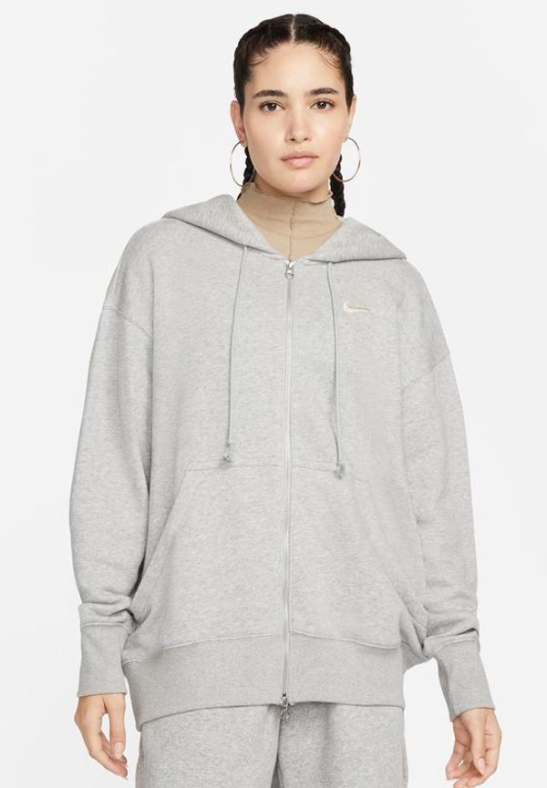 Huvtröja i oversize-modell Nike Sportswear Phoenix Fleece med hel dragkedja för kvinnor - Grå