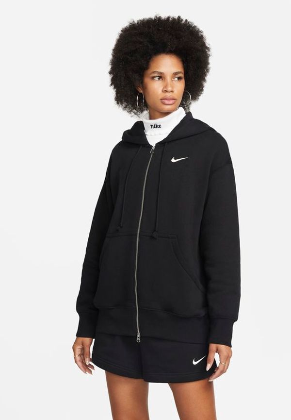 Huvtröja i oversize-modell Nike Sportswear Phoenix Fleece med hel dragkedja för kvinnor - Svart