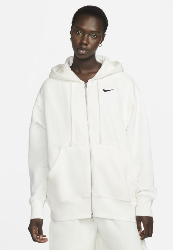 Huvtröja i oversize-modell Nike Sportswear Phoenix Fleece med hel dragkedja för kvinnor - Vit