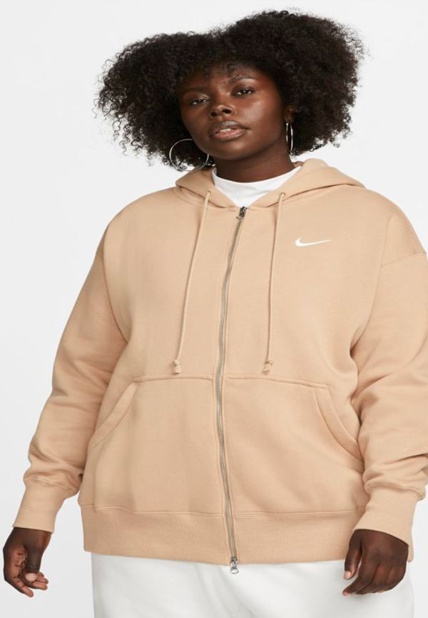Huvtröja med hel dragkedja i oversize-modell Nike Sportswear Phoenix Fleece för kvinnor - Brun