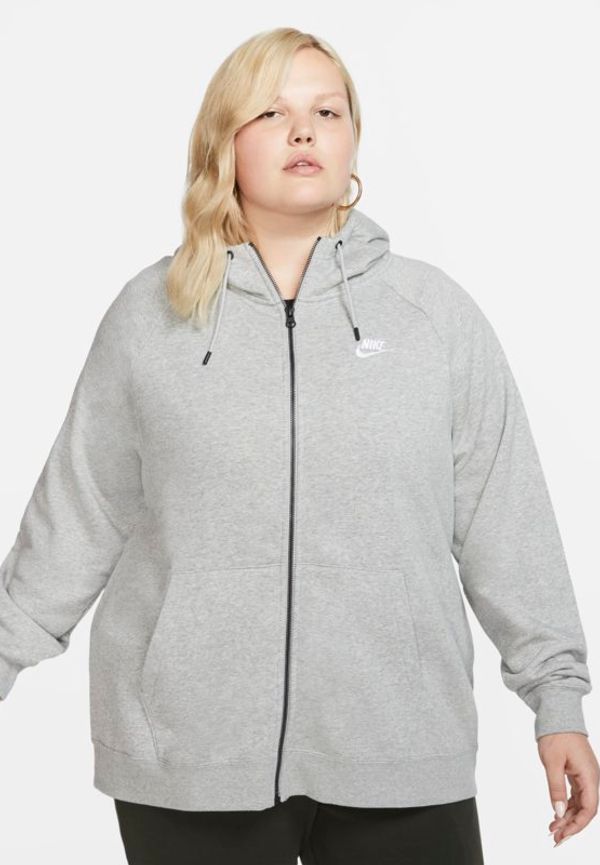 Huvtröja med hel dragkedja Nike Sportswear Essential (stora storlekar) för kvinnor - Grå
