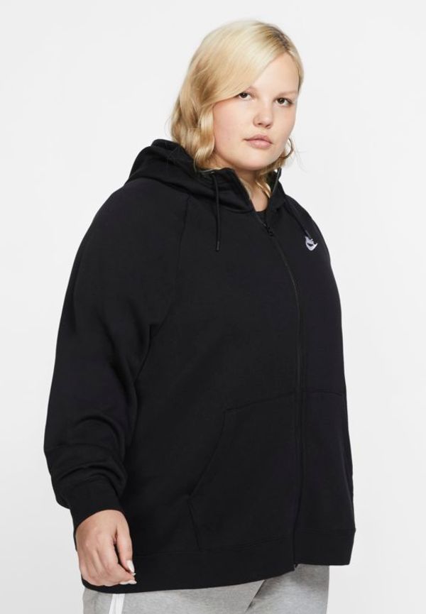 Huvtröja med hel dragkedja Nike Sportswear Essential (stora storlekar) för kvinnor - Svart