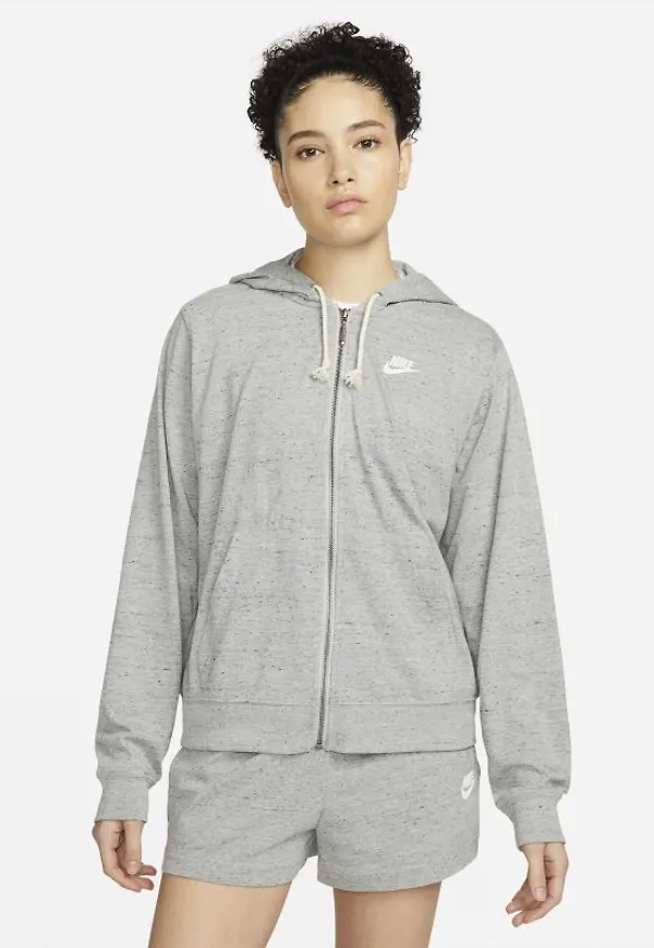 Huvtröja Nike Sportswear Gym Vintage med hel dragkedja för kvinnor - Grå