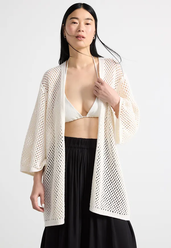 Hålstickad oversize cardigan