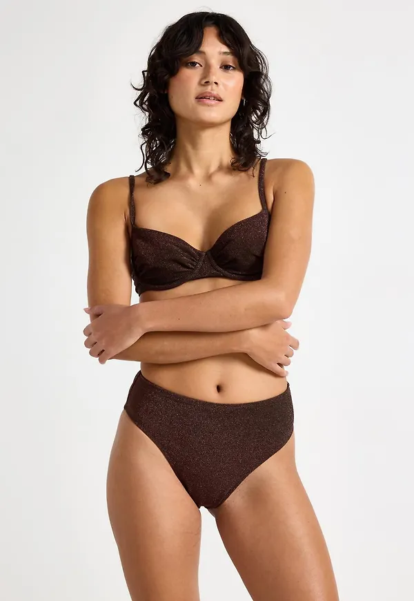 Högmidjad bikiniunderdel med lurex