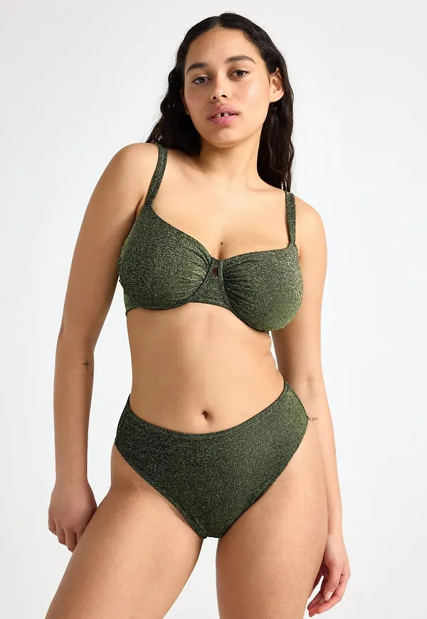Högmidjad bikiniunderdel med lurex