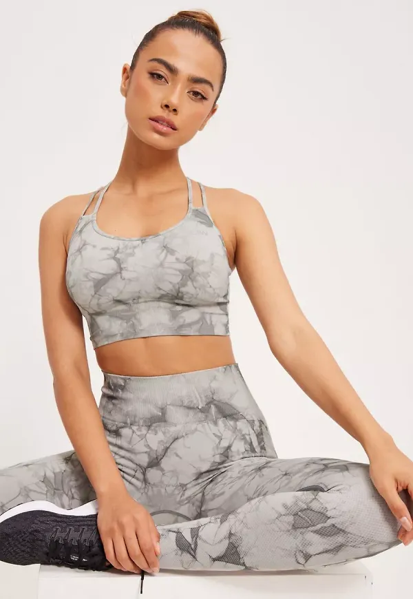 ICANIWILL - Sport-BH - Grey - Define Seamless Tie Dye Sports Bra - Träningskläder