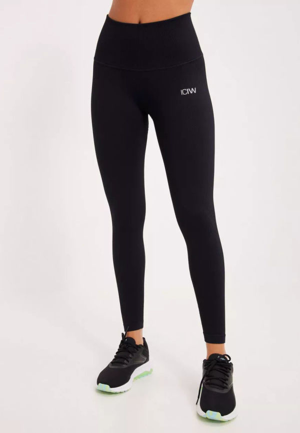 ICANIWILL - Träningstights - Black - Ribbed Define Seamless Pocket Tights - Träningskläder - Training Tights