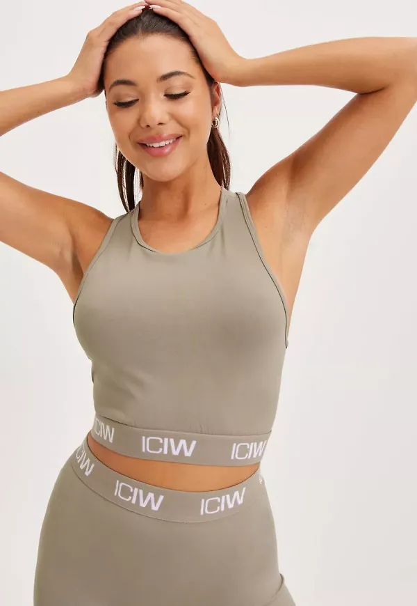 ICANIWILL - Träningstoppar - Taupe - Define Seamless Logo Cropped Tank Top - Träningskläder