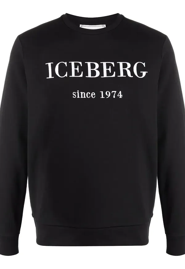 Iceberg stickad sweatshirt med logotyp - Svart