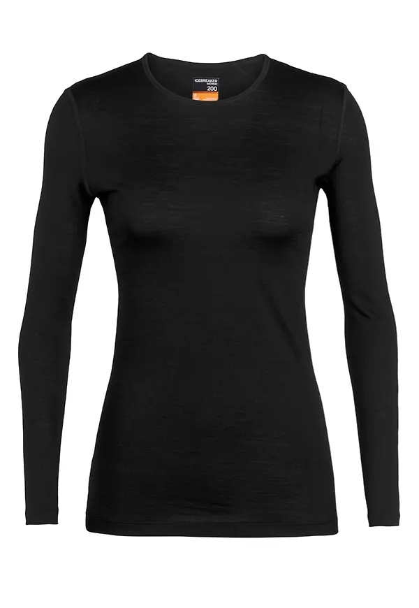 Icebreaker Women's 200 Oasis Long Sleeve Crewe Black