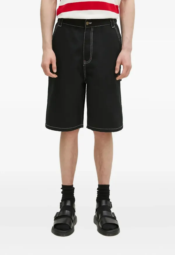 ICECREAM jeansshorts med kontrastsöm - Svart