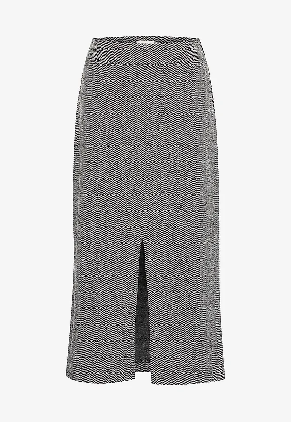 ICHI - Kjol ihKate Jacquard Long SK - Svart