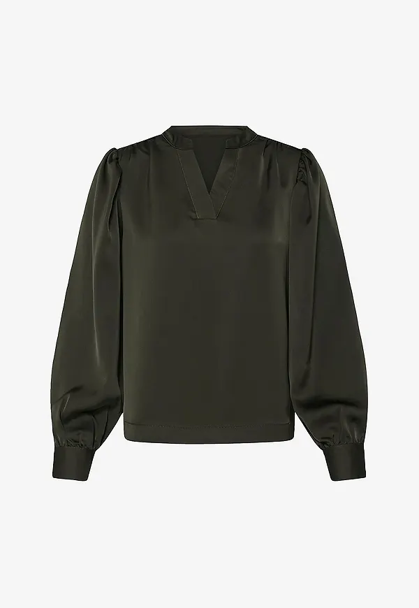 ICHI - Blus Ihletta Thin Ls - Grön