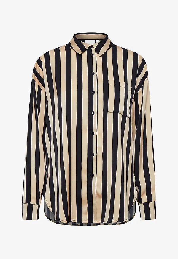 ICHI - Blus ixNalan Striped Sh - Beige