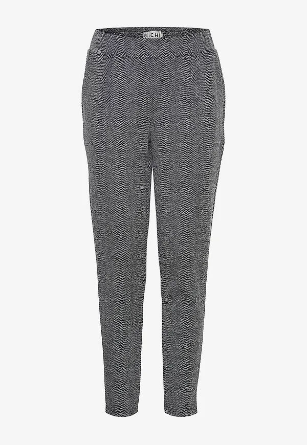 ICHI - Byxor ihKate Jacquard Pa8 - Svart