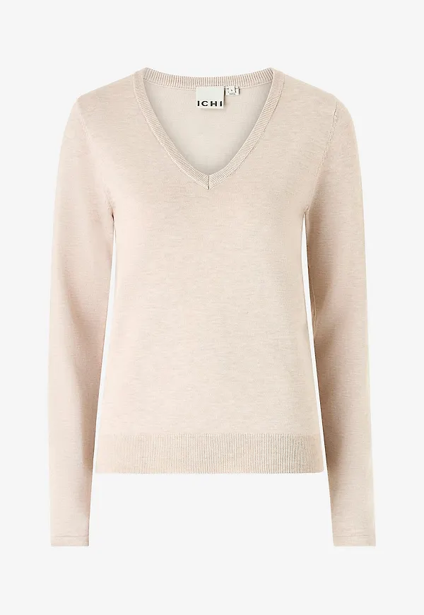 ICHI - Tröja Ihluls V-neck - Beige