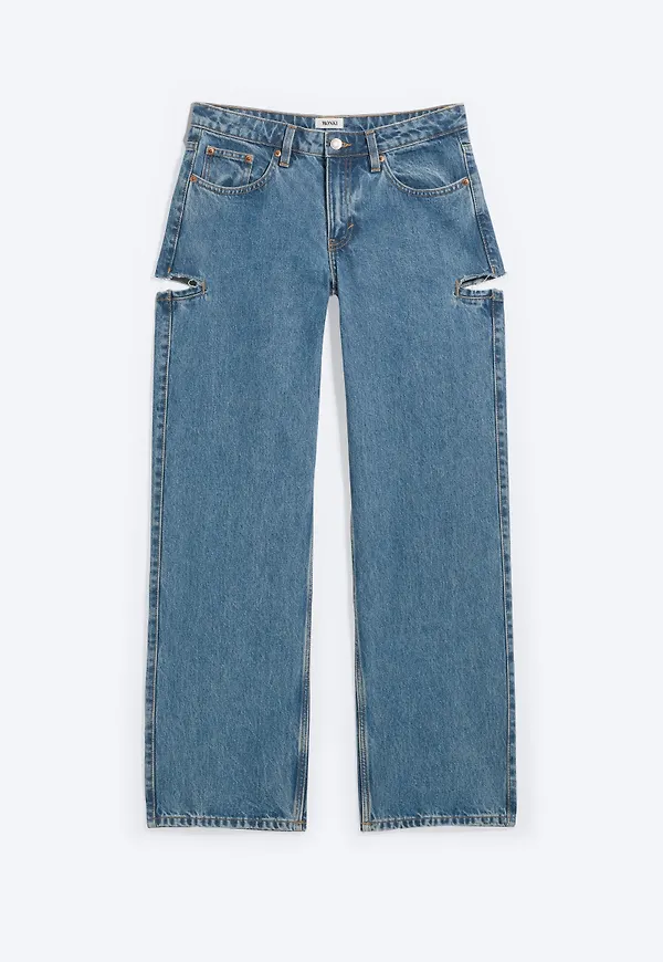 Imoo Cut Low Rise Loose Wide Jeans