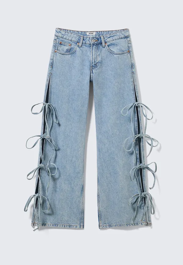 Imoo Low Rise Loose Wide Bow Jeans