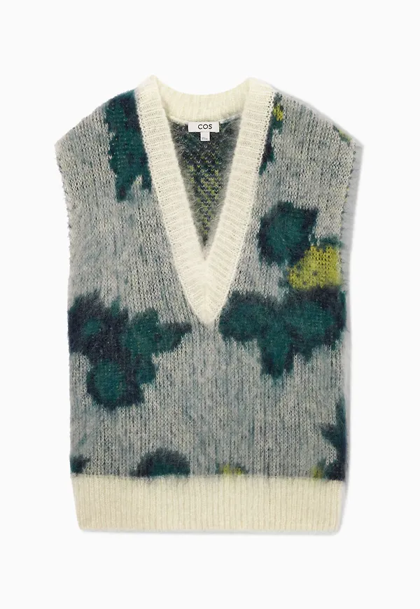 INTARSIA MOHAIR V-NECK VEST