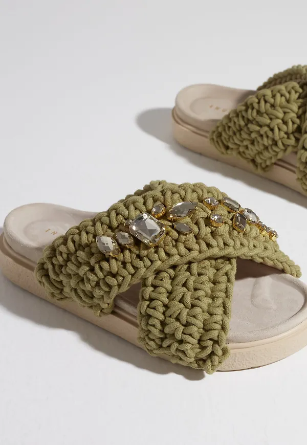 Inuikii - Grön - Slipper Woven Stones