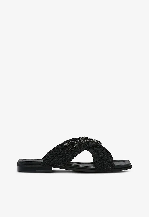INUIKII - Sandaler Woven Crossed Stones - Svart