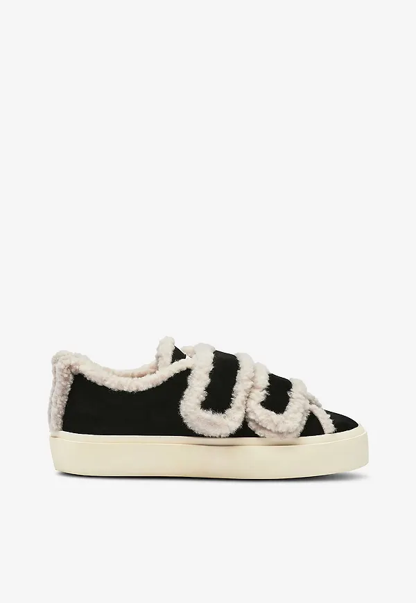 INUIKII - Sneakers Shearling Low Velcro - Svart