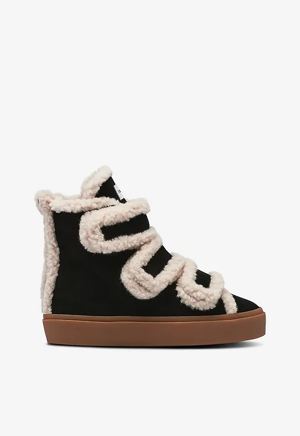 INUIKII - Sneakers Shearling Velcro High - Svart
