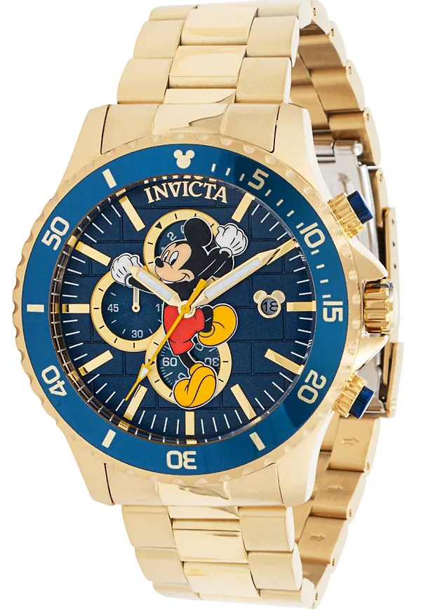 Invicta Disney - Mickey Mouse 39519 Kvartsklocka Herr 48mm, Klockor i storlek Onesize och färg Guld
