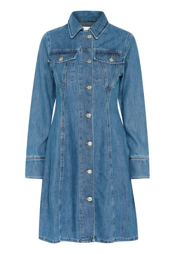 InWear, Klänning, Dam, M, Denim, Denim Kort Klänning med A-linjeformad Kjol