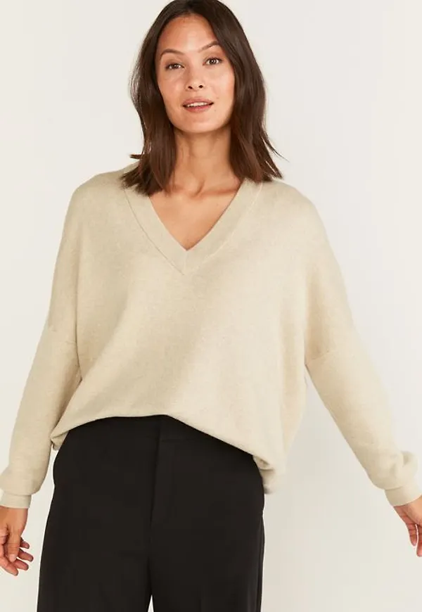 MQ Marqet Inwear Fosteriw V-neck Stickade Tröjor Simply Taupemel Dam XL