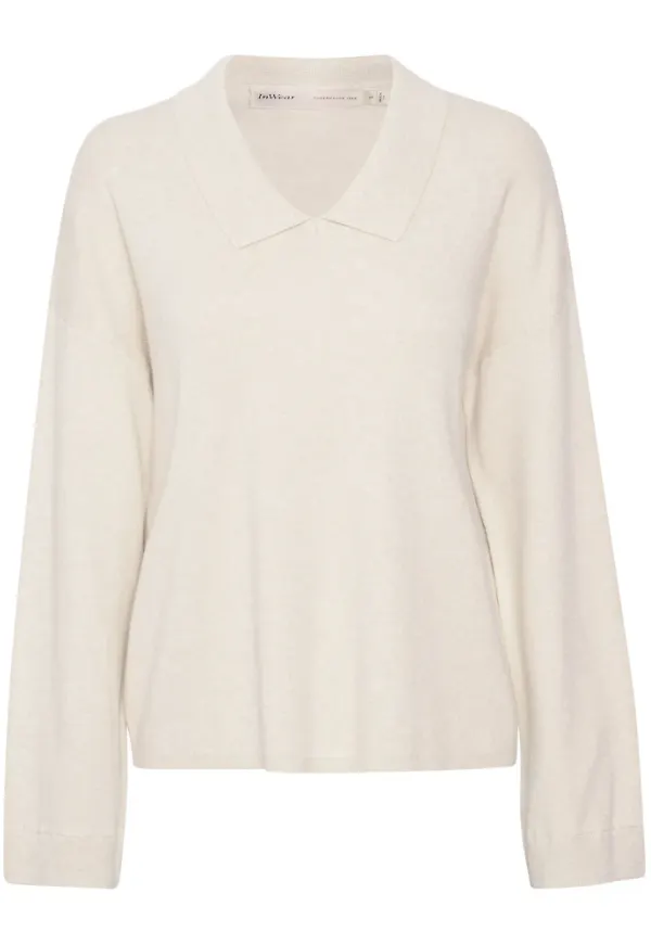 InWear Stickat med V-ringning Beige, Dam