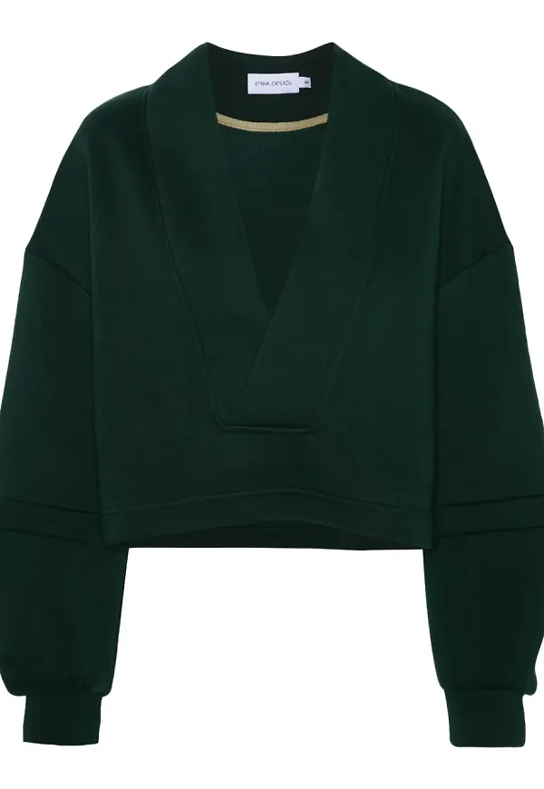 Ioana Ciolacu v-ringad sweatshirt - Grön