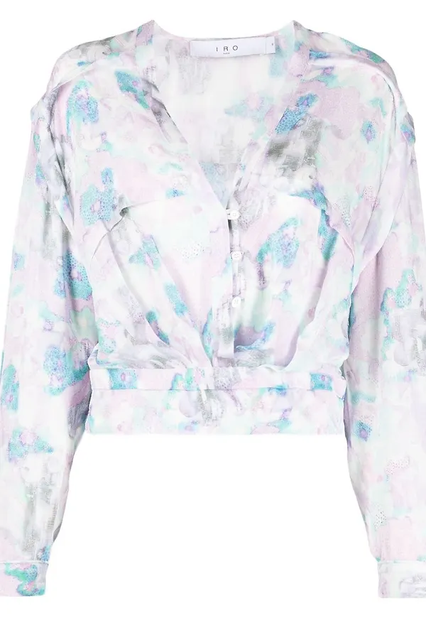IRO blommig v-ringad blus - Rosa