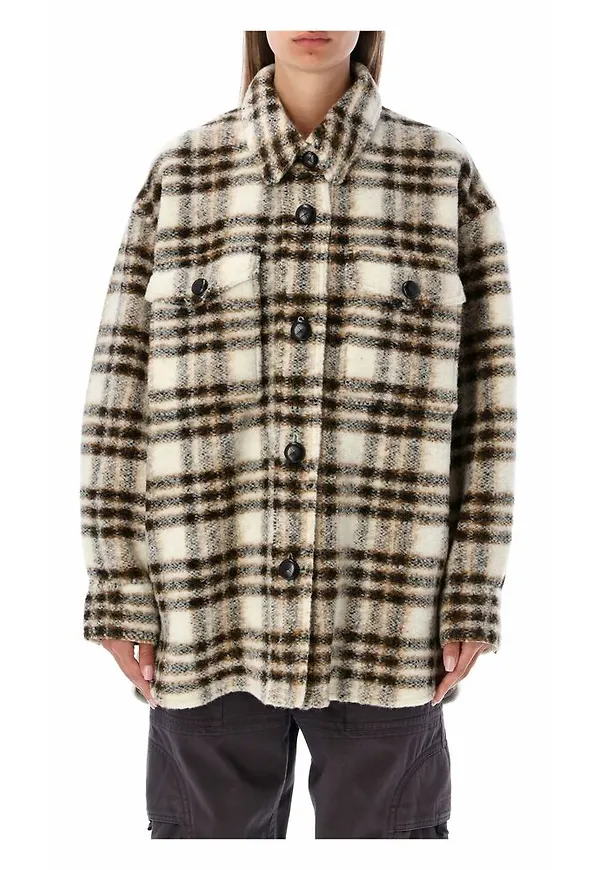 Isabel Marant Check-Pattern Coat Beige, Dam