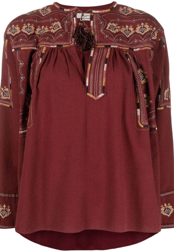 Isabel Marant Étoile långärmad blus med brodyr - Röd