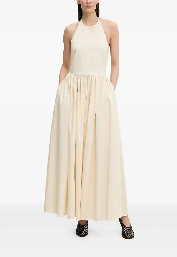 Isabelle Blanche draperad klänning med halterneck - Neutral