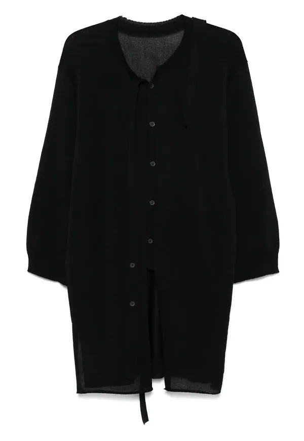 Issey Miyake draperad stickad kofta - Svart