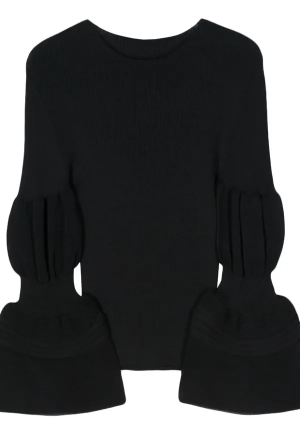 Issey Miyake ribbat linne - Svart
