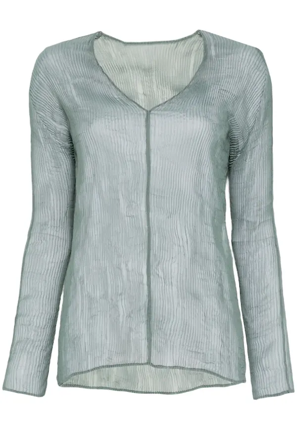 Issey Miyake v-ringad topp - Grön