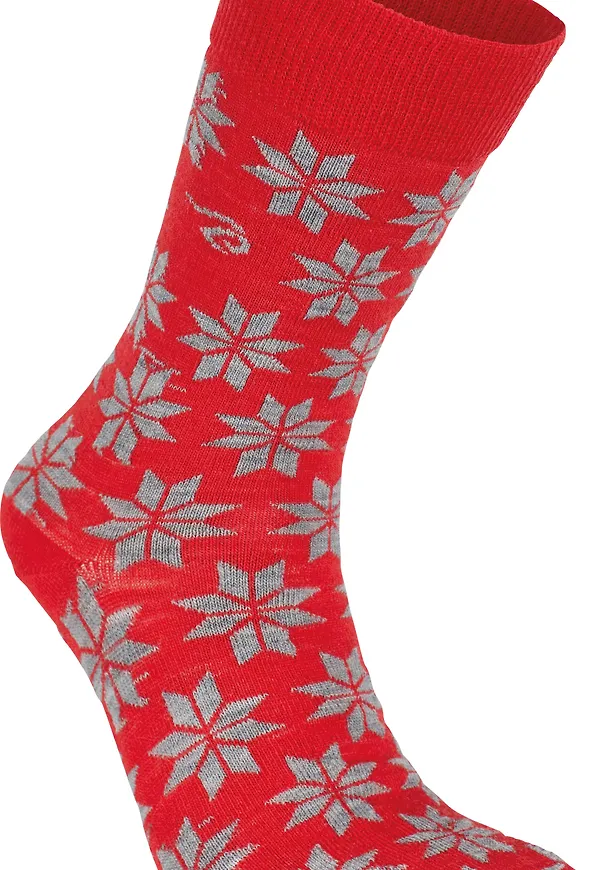Ivanhoe Unisex Wool Sock Snowflake Chilli Red