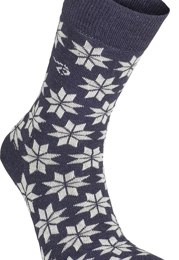 Ivanhoe Unisex Wool Sock Snowflake Light Navy