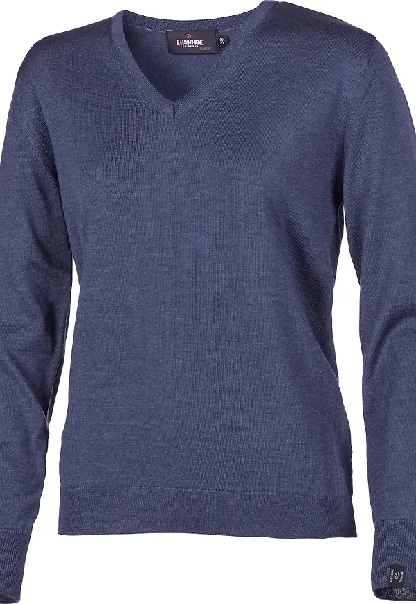 Ivanhoe Women's Merino V-Neck Steel Blue